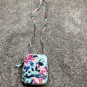 Vera Bradley Quilted Floral Crossbody Bag Light Blue Pink Colorful